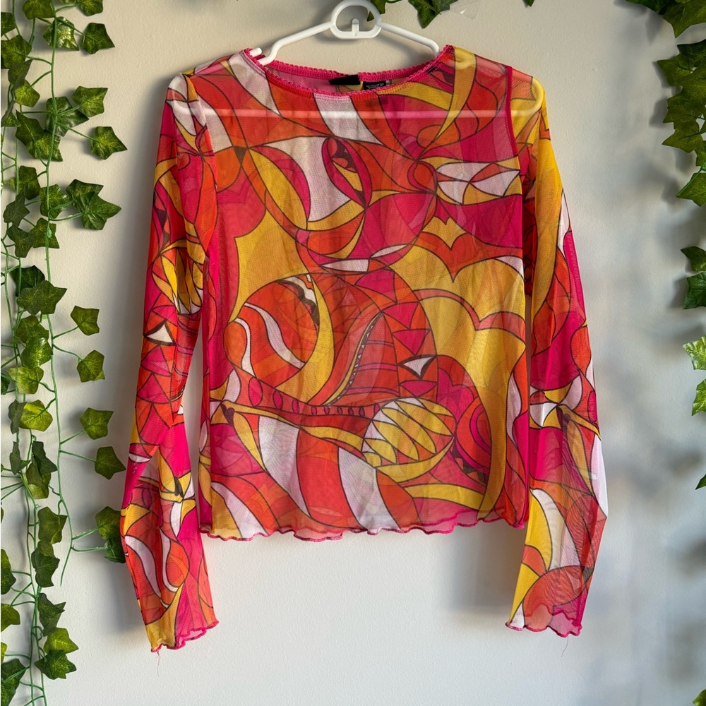 🌿 2000’s Vintage Target (Xhilaration) Mesh Colorful Top